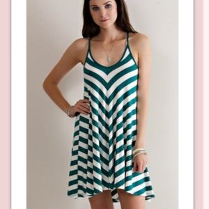 SALE! Entro teal & white pretty striped sun dress